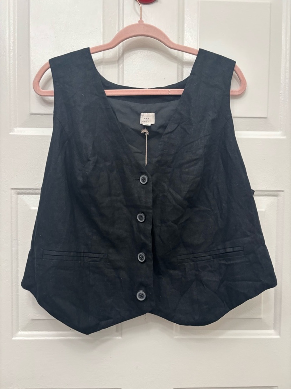 a new day Black Button-Front Sleeveless Vest